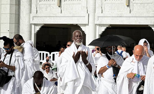 MECCA, SAUDI ARABIA - JUNE 2: Muslims, coming to Mecca from all over the world to fulfill the Hajj pilgrimage, spend time and pray in the Haram al-Sharif in Mecca, Saudi Arabia on June 2, 2025. (Photo by Esra Hacioglu/Anadolu via Getty Images)